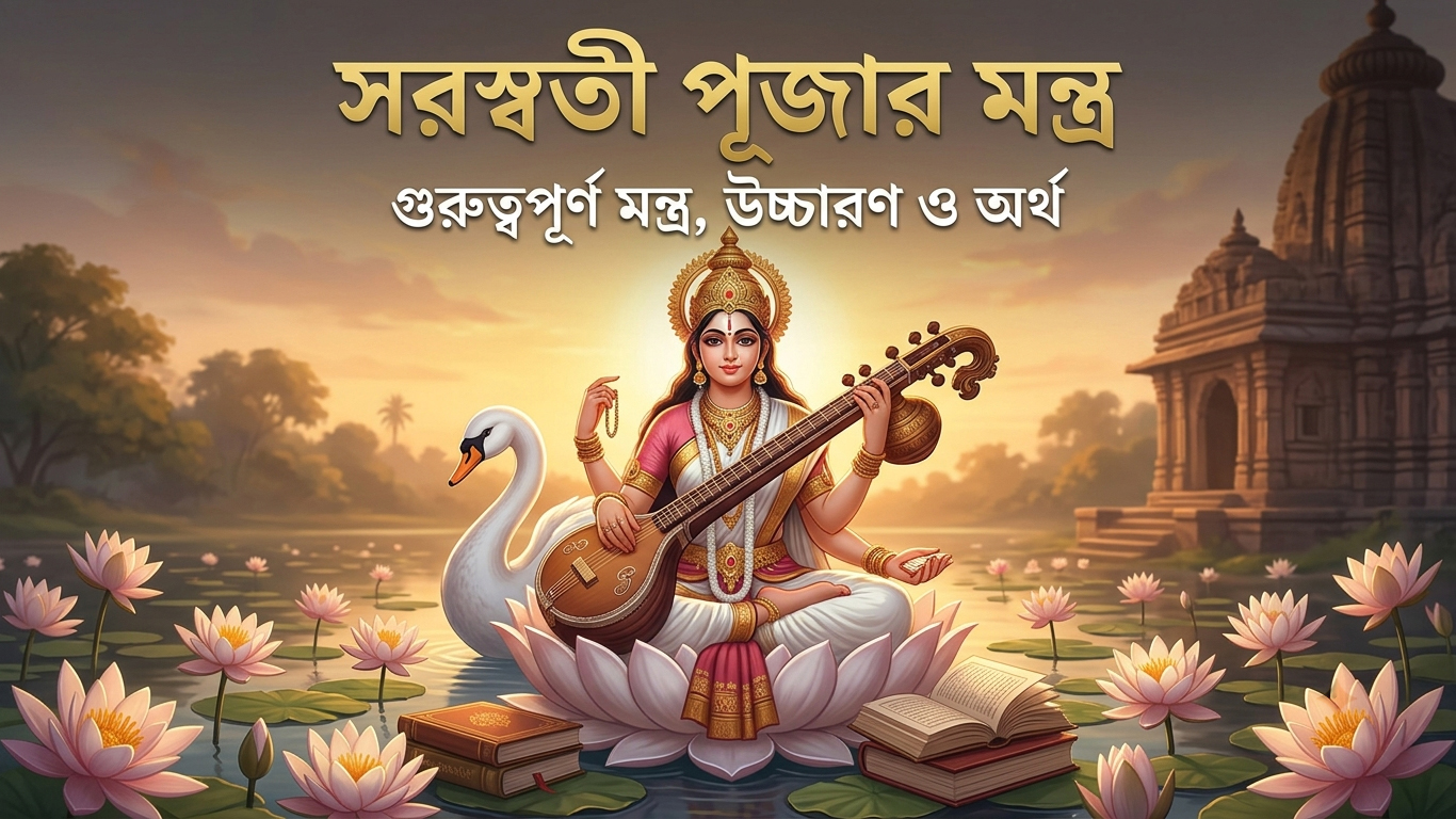সরস্বতী পূজার মন্ত্র: বাংলা ভাষায় সকল গুরুত্বপূর্ণ মন্ত্র ও অর্থ